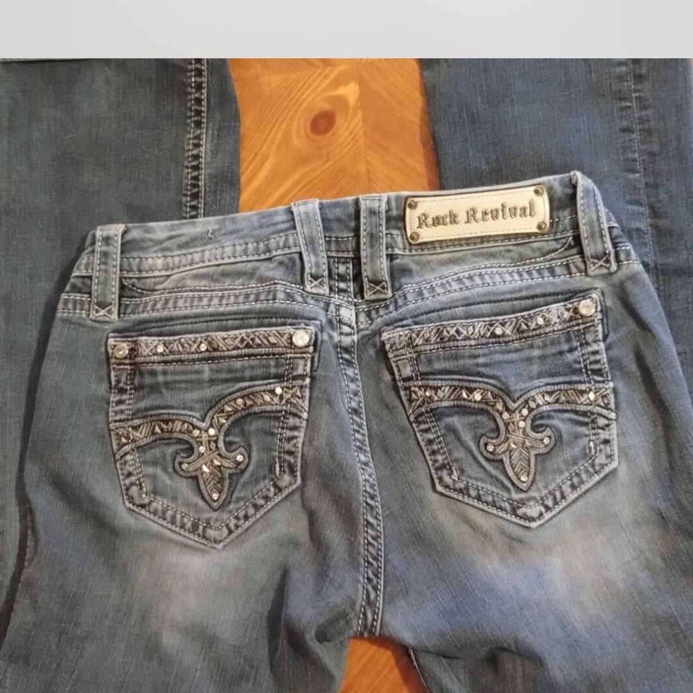 Rock Revival Denim with Intricate Pocket Design